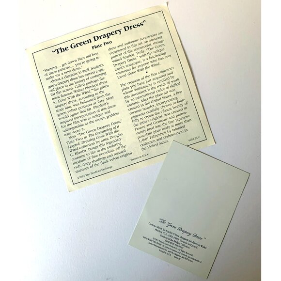 Bradford Exchange "Green Drapery Dress" Gone With The Wind 1993 Collectors Plate - Picture 5 of 7